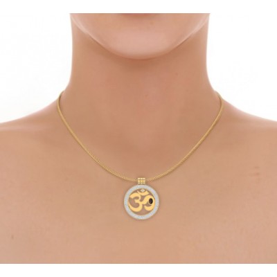Om Gold Pendant With Diamonds